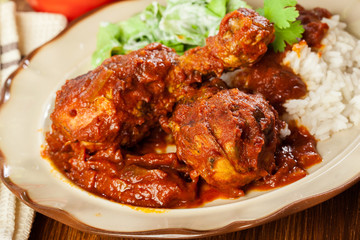 Chicken drumstick curry with rice