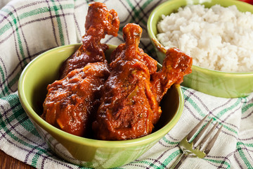 Chicken drumsticks curry with rice