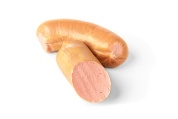 Frankfurter sausage isolated on white background.