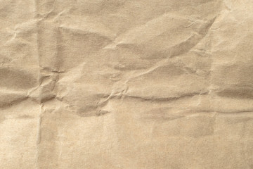 Brown crumpled paper texture background.