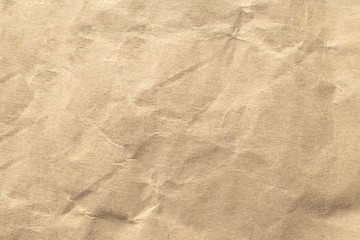 Brown crumpled paper texture background.