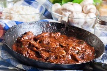 Beef Stroganoff with mushrooms