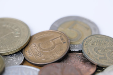 Coins of different countries removed from the top