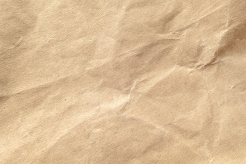 Brown crumpled paper texture background.