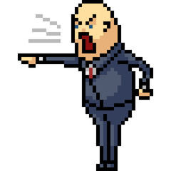 vector pixel art boss yell