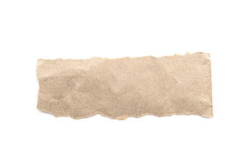 Obraz premium Recycled paper craft stick on a white background. Brown paper torn or ripped pieces of paper isolated on white.
