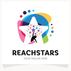 Children Reach Stars Logo Design Template Inspiration