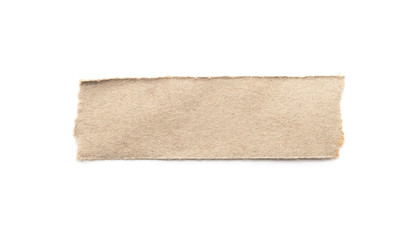 Recycled paper craft stick on a white background. Brown paper torn or ripped pieces of paper isolated on white.