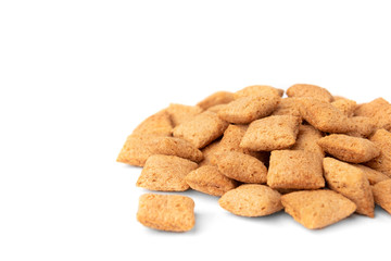 Dried breakfast pads isolated on white background.
