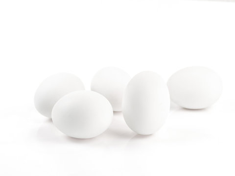  Duck eggs on a white background, white eggs
