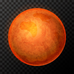 Realistic Mars with texture, colorful planet on transparent background © EvgeniyBobrov