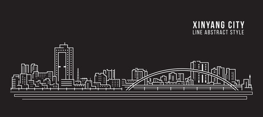 Cityscape Building Line art Vector Illustration design -  Xinyang city