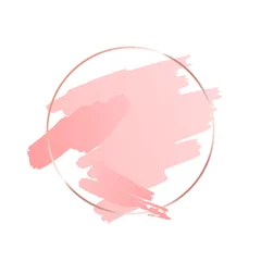Abstrakter rosa Bürstenhintergrund mit runder geometrischer Rahmenroségoldfarbe © mayrum