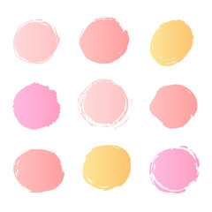 Abstract circles background pastel pink and gold colors
