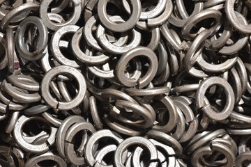 Texture set of metal washers for the assembly of products in the factory