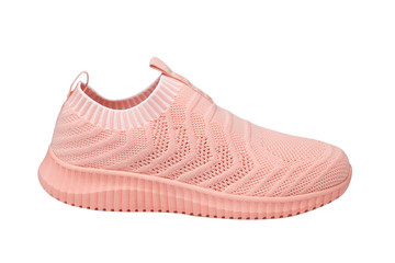 one summer pink sneaker, lightweight mesh fabric, sports shoes, on a white background