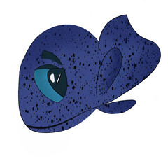 blue fish, fairy tale character, cartoon 
