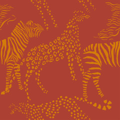Seamless pattern with savanna animals