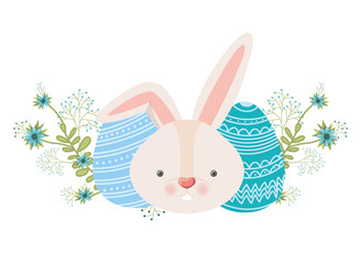 rabbit head with eggs isolated icon