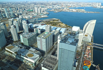 横浜ランドマークタワー展望台から見る横浜の風景