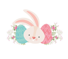 rabbit head with eggs isolated icon