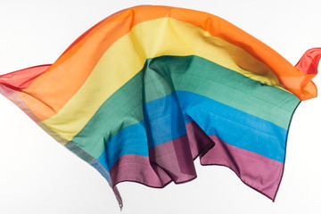 multicolored lgbt rainbow flag isolated on white