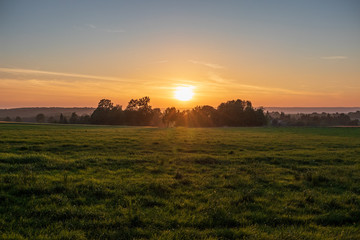 The sunset over wheat field in Germany