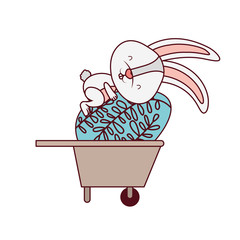 bunny with wheelbarrow and easter eggs icon