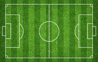 Football field or soccer field for background. Green lawn court for create game.