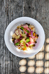 Couscous and seared tuna salad