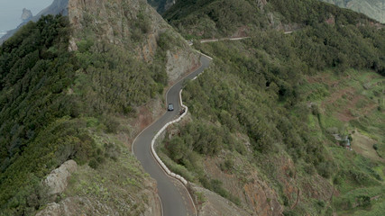 Aerial survey above the roads in Tenerife, Canary islands