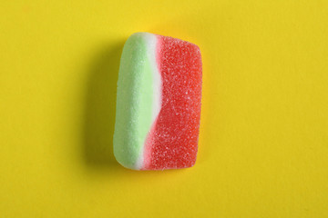 watermelon candy on yellow background