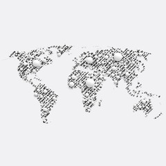 Fototapeta premium White world map made by balls, vector illustration