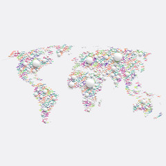 Fototapeta premium White world map made by balls, vector illustration