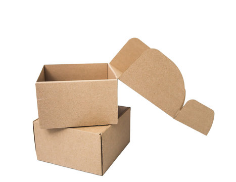 open cardboard box isolated on white background