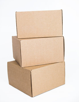 open cardboard box isolated on white background
