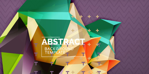 Color geometric abstract background, minimal abstraction design with mosaic style 3d shape