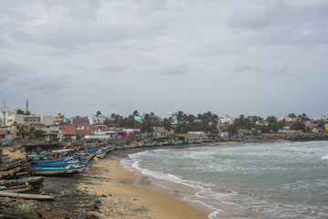 The coast of the Indian Ocean in Kanyakumari. India