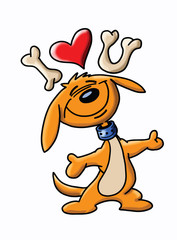 Cartoon puppy showing his love with arms wide open vector illustration