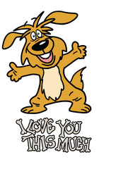Cartoon puppy showing his love with arms wide open vector illustration