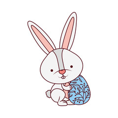 easter rabbit with egg isolated icon