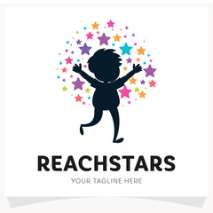 Children Reach Star Logo Design Template Inspiration