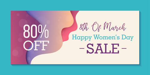 8th Of March Sale banner. Happy Womens day. Business template