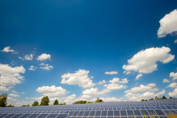 Solar panels with blue sky background