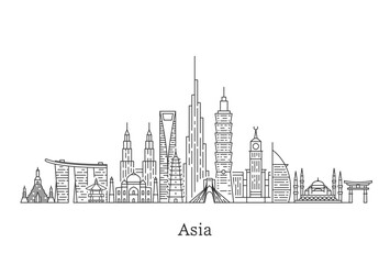 Asia skyline. Travel and tourism background. - obrazy, fototapety, plakaty