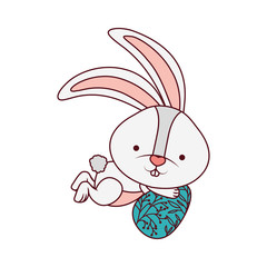 easter rabbit with egg isolated icon