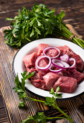 Ingredients for cooking shish kebab or shashlik