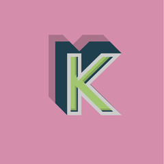 Retro 3D character from a fontset, vector illustration