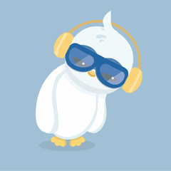 Vector illustration of a penguin on pastel background.