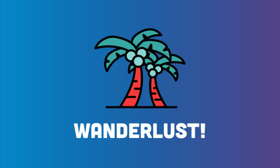  Wanderlust Typography with Palm Tree Vector Illustration
